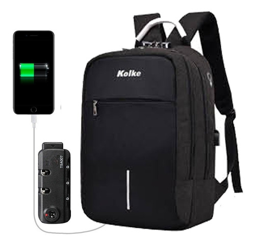 Mochila Porta Notebook Antirrobo Rigida Candado Con Usb