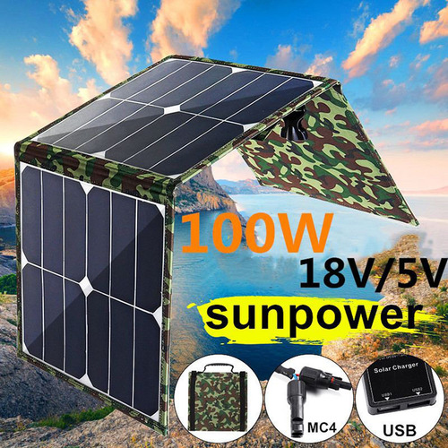 Imagen 5 de 12 de 100w 18v Kit De Panel Solar Plegable Portátil Cargador De