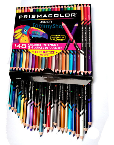 Prismacolor Junior 24 Lapices Doble Punta / 48 Colores ¡resistentes! 4mm