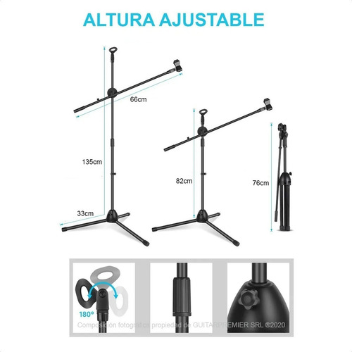Pie De Microfono Doble Pipeta Plegable Profesional Boom