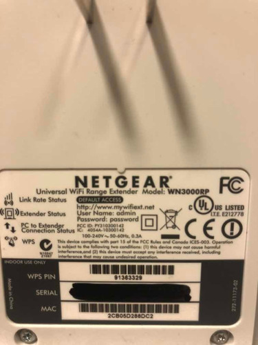 Extensor Wifi Netgear Wn1000rp