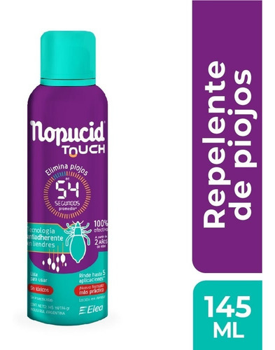 Imagen 2 de 5 de Nopucid Touch Pediculicida Aerosol Lista Para Usar X 145 Ml