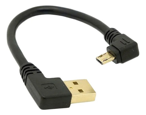 Cabo Usb Micro Usb V8 15 Cm Curto L 90 Graus Carga E Dados Cor Preto