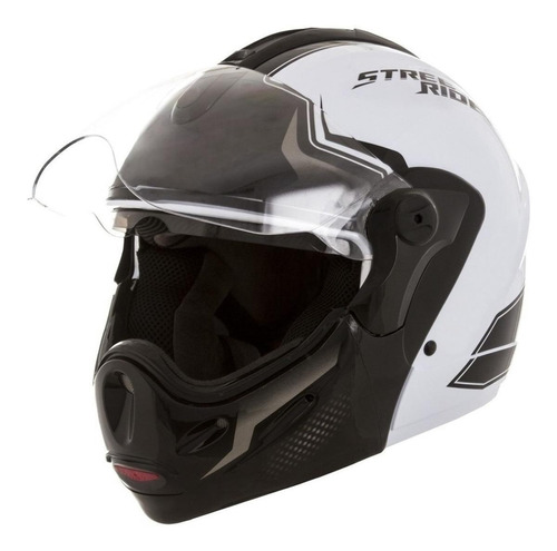 Capacete para moto  escamoteável Mixs  Captiva  branco street rider tamanho 60 