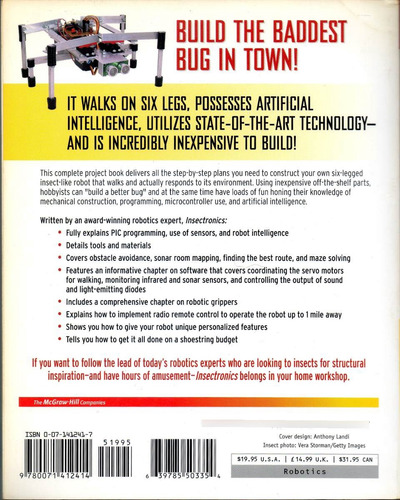 Insectronics Build Your Own Walking Robot Tab Robotics 2002 Insecto (Usado)