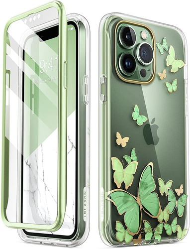 Funda iPhone 13 Pro Max Cuerpo Entero De Mariposas Verdes
