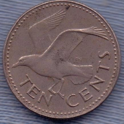 Barbados 10 Cents 1987 * Gaviota Volando *