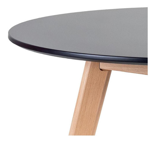 Mesa De Jantar Leda 100 Cm + 3 Cadeiras Estofadas Leda Cor Mesa preto com cadeiras cinza claro