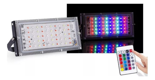 Reflector Led Rgb 50w Control Remoto Colores Ip65 220v Color De La Carcasa Negro