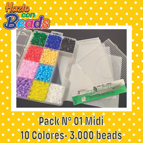 Pack N° 01 Midi 10 Colores- 3.000 Beads 