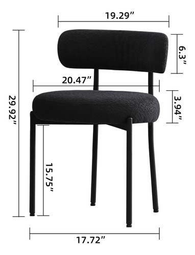 Aisall Juego De 2 Sillas De Comedor Negras Tapizadas