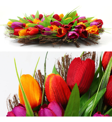 Guirnalda De Pared Colgante Con Tulipanes De Primavera Para