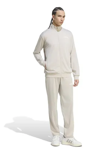 Conjunto De Agasalho Masculino Linear adidas Bege Liso G