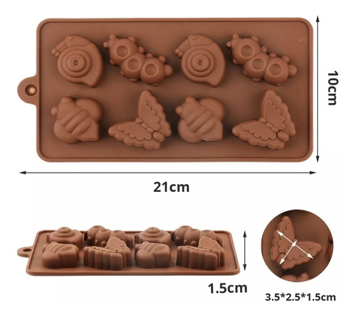 Molde De Silicon Para Chocolate En Forma De Oruga Mariposas