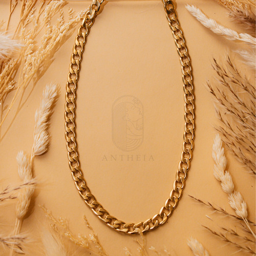 Collar Choker Estilo Cubano Eslabon Acero Inoxidable Unisex Color Dorado