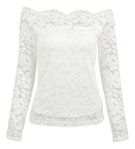 Blusa De Moda Manga Larga Encaje Transparencia