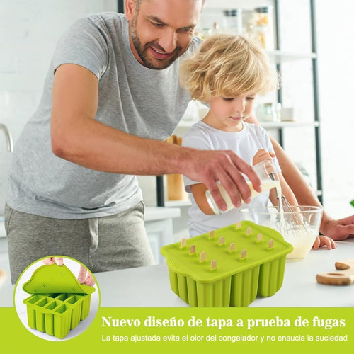 Moldes Y Bandejas De Silicona Para Paletas 12 Cavidades,