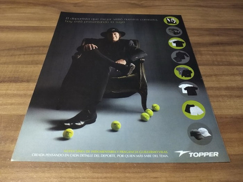 (pg656) Publicidad Guillermo Vilas * Topper (Usado)