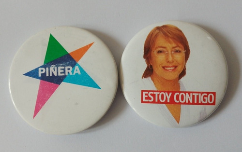 Publicidad Presidente Piñera/ Bachelet  (chapitas Valor X 2)