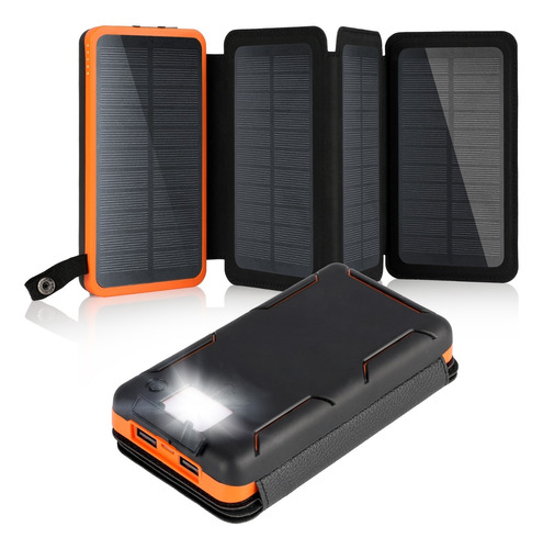 Power Bank Solar Cargador Portátil 26800mah 4 Paneles Solare