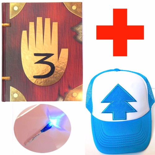 Gravity Falls Combo Diario 3 Tinta Invisible + Lampara Gorra