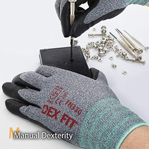 Dex Fit Guantes De Trabajo De Nitrilo Fn330, 3 Pares, Ajuste