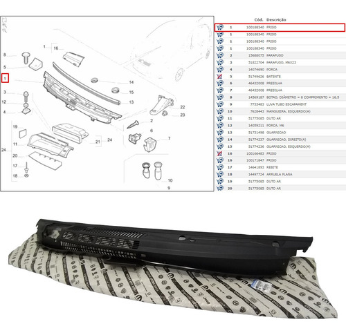 Grade Churrasqueira Para-brisa Fiat Idea Sporting 2012 Novo
