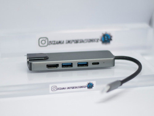 Hub Usb Tipo C 5 En 1 Ethernet, 2 Usb3.0, Hdmi Y Usb Tipo C