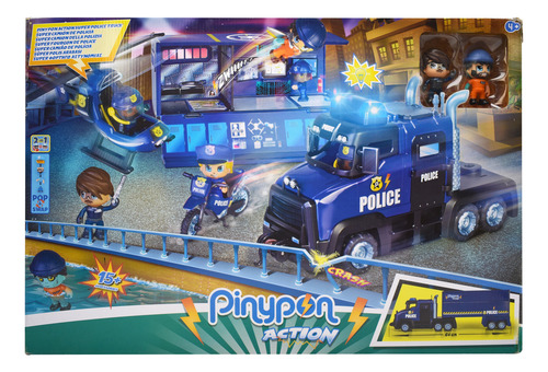 Pinypon Action Super Camion De Policia 3 En 1 Luz Famosa Cd Color Azul