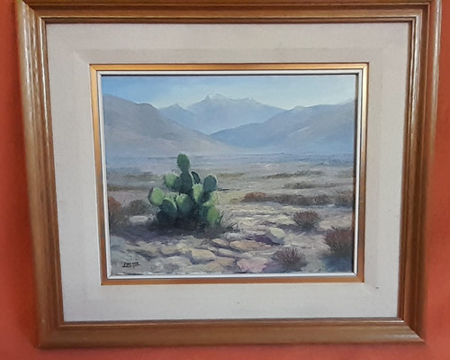 Oleo Sobre Tela. Cuadro Antiguo. Paisaje Norteño. (Usado)
