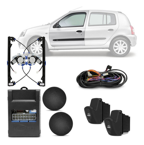 Kit Vidro Elétrico Clio 00 A 2012 Sensorizado 4 Pt Dianteira