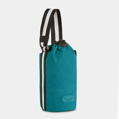 Travelon Bolsa Porta Botella De Agua Coastal Color Azul Acabado De Los Herrajes Níquel Color Azul Laguna Correa De Hombro Bicolor Negro/blanco Diseño De La Tela Lisa
