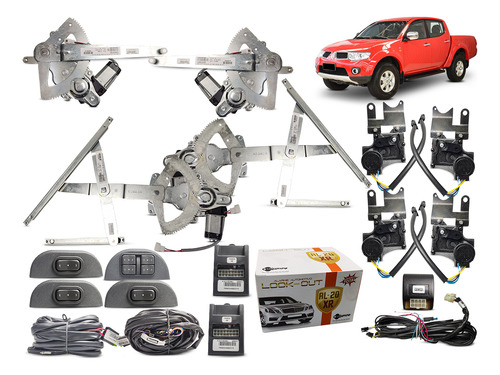 Kit Vidro Mitsubishi L200 Triton Completo + Trava + Alarme