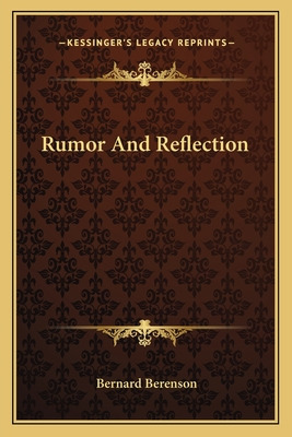 Libro Rumor And Reflection - Berenson, Bernard