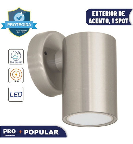 Imagen 2 de 2 de Arbotante Exterior De Acento, 1 Spot, Led, 5 W Volteck 48010 Color Plateado