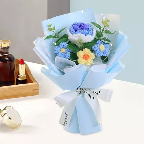 . Ramo De Flores De Ganchillo Ramo De Rosas Tejidas Para Él