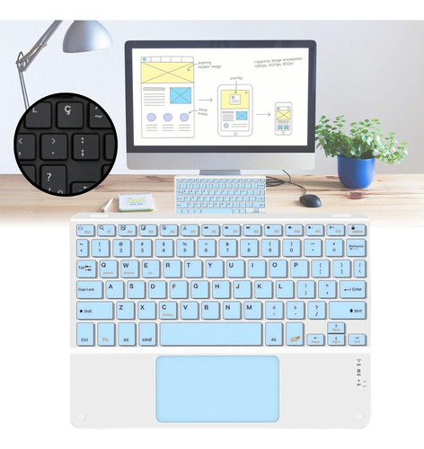 Kit Teclado + Mouse + Caneta Stylus Para Redmi Pad Se 11 Cor De Teclado Azul-claro Idioma Português Brasil
