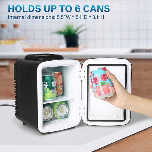Mini Nevera, Refrigerador Portátil De 4 L/6 Latas Y Ca...