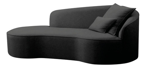 Divã Recamier Curvo Sala Recepção Inglaterra 200cm L.e Linho Cor Preto