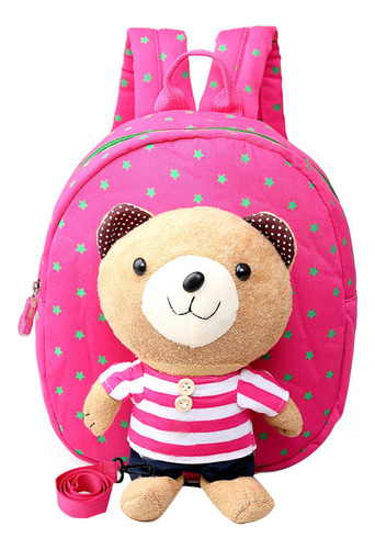 Mochila Escolar Antipérdida Para Niños De Color Rojo Rosado