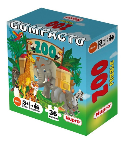 Puzzle Domino Zoo X36 Piezas Compacto Nupro
