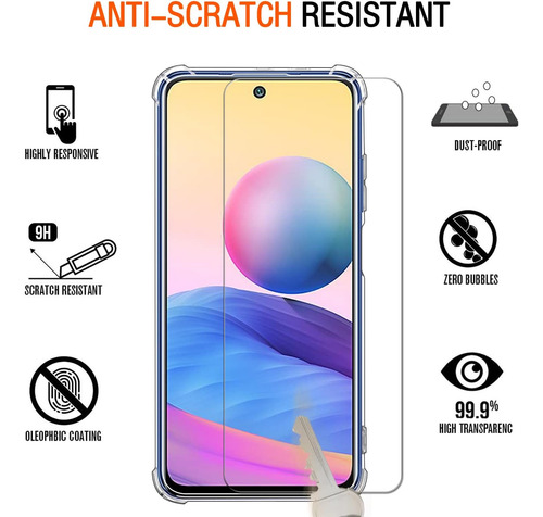 Funda Uso Rudo Silicona Tpu Suave Para Redmi Note 10 5g+mica Transparente Redmi Note 10 5g/note 10t 5g/note 11se 5g/xiaomi Poco M3 Pro 5g