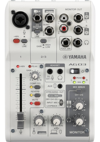 Yamaha Ag03mk2 Interfaz Audio Y Mixer Usb Canales Wh