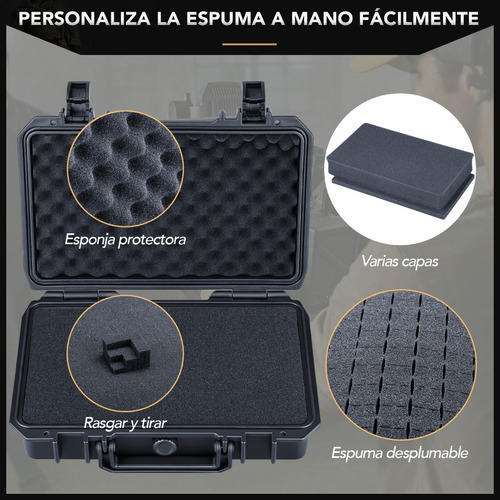 Maletín Estuche Con Espuma Lykus Hc-2710, Int. 27x16x8 Cm Color Negro