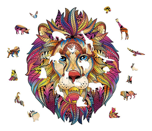 Juego Rompecabezas En Forma Animal Cortado Con León L