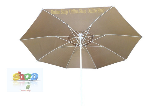 Imagen 3 de 10 de Parasol Lona Desfogue Beige 2.40mt Diam Varilla Fibra Vidri