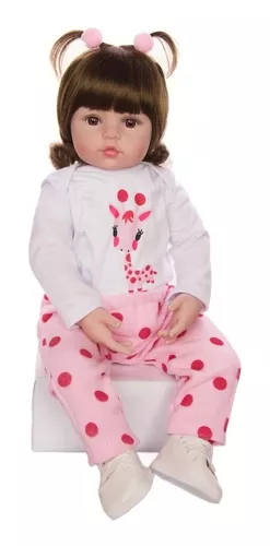 Boneca Bebe Reborn Girafinha 48cm Corpo 100% Silicone - Cor: ; Tamanho: 48;