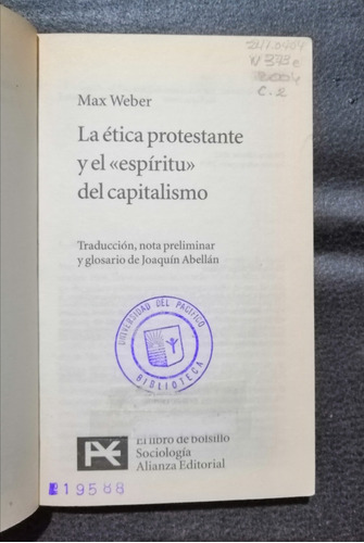 La Etica Protestante Y El Espiritu Del Capitalismo Max Weber