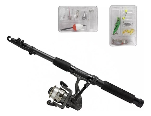 Kit Combo Equipo Pesca Caña Pescar Telescópica Reel 