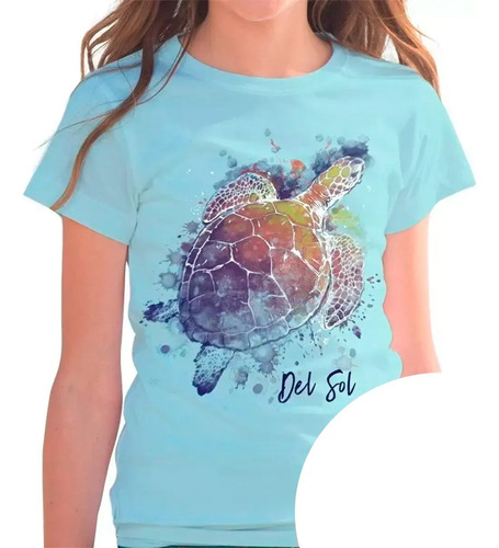 Remera Delsol Niña Tortuga 100% Algodón Cambia Color Al Sol